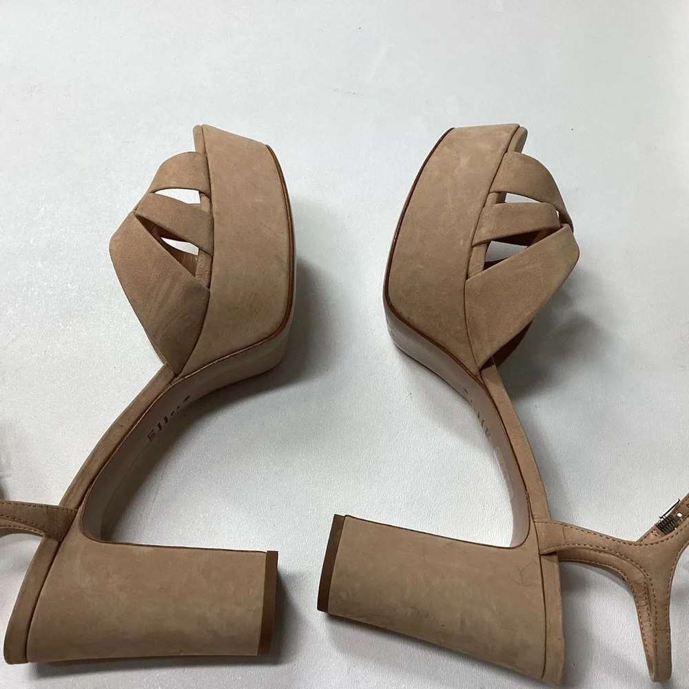 Schutz Keefa Nubuck Platform Ankle Strap Block Heel Sandals Size‎ 11